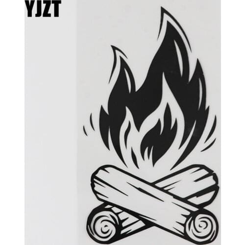 YJZT 9.5CMX16.6CM Creative Campfire Camping Fire Vinyl Car Sticker Black/Silver 8A-1004