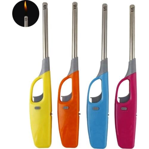 Candle Lighter Multi-purpose for Kitchen Fireplace Pilot Light BBQ Stove Butane Lighter Refillable Gas Lighter Color Randomly