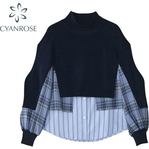 Streetwear Womens Hoodies Oversize 2021 Autumn Thin Korean Style Loose Patchwork Design Long Sleeve Plaid Sweatshirts Female