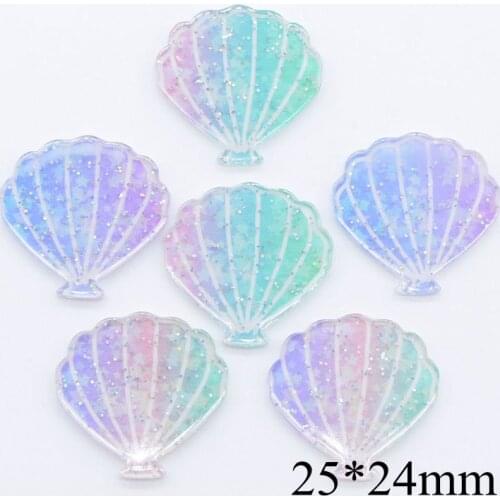 10Pcs Mixed Seashell Cartoon Mermaid 3D Phone Shell Decoration Planar Resin DIY Crafts Jewelry