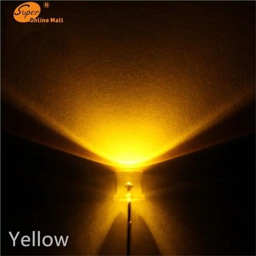 1000PCS yellow Led 5MM Flat Top Wide Angle Urtal Bright Light Bulb Lamp F5MM Emitting Diodes Active Components