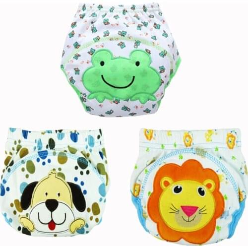 3pc Baby Diapers Lovely Cartoon Waterproof Baby Potty Training Pant Panties Newborn Urine Trousers Is Breathable Not Waterproof