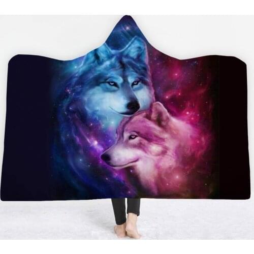 3D Wolf animal comfortable Blankets hats for relaxed sofa blankets good quality modern style Black bottom blanket sell well