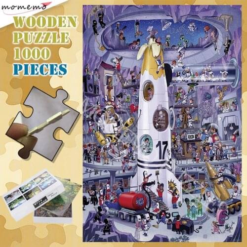 Aviation Bureau Cartoon Painting Puzzle for Adults Toys 300 500 1000 Pieces Wooden Jigsaw Puzzles Kids Educational Puzzle Games