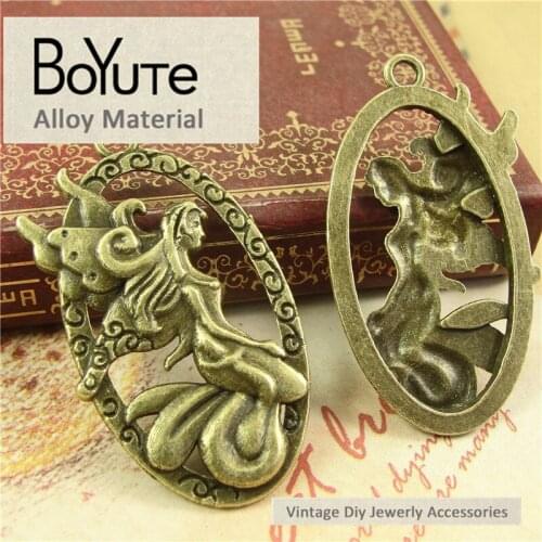 BoYuTe (30 Pieces /lot) 26*47MM Antique Bronze Plated Zinc Alloy Materials Angel Wing Pendants Diy Jewelry Accessories Parts