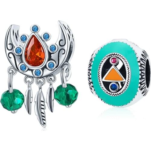 BISAER New 100% 925 Sterling Silver Zircon Moon Dream Net Strange Charm Beads fit Women Bracelet DIY Beads Fine Jewelry EFC452