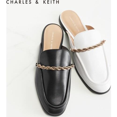 CHARLES＆KEITHNew Arrival for Spring2021CK1-70380833Womens fashion shoes metal chain decorated loafers mules