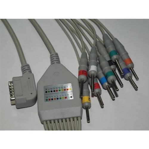 For Kenz PC-109 ECG EKG Cable ECG 108/110,1203,1205 Kenz Cardico 302 15PIN one-piece 10 Lead ECG/EKG AHA IEC cable