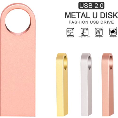 Metal USB 2.0 Flash Drive 4GB 8GB 16GB 32GB 64GB Custom LOGO pen drive Pendrives Gifts Memory Stick 100% Real Capacity U Disk