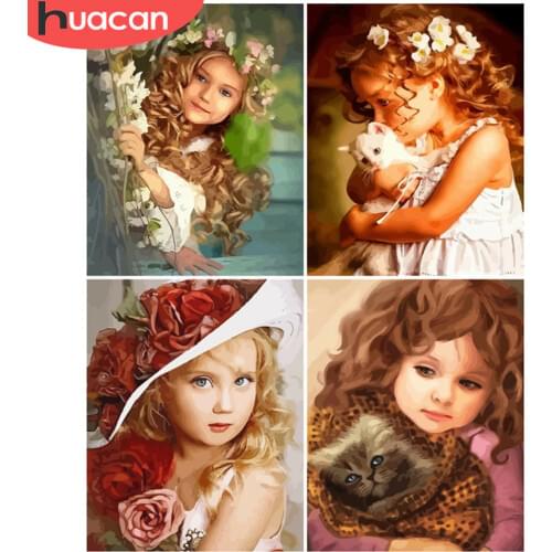 HUACAN DIY Pictures By Number Girl Kits Drawing On Canvas Painting By Numbers Figure Hand Painted Paintings Art Gift Home Decor