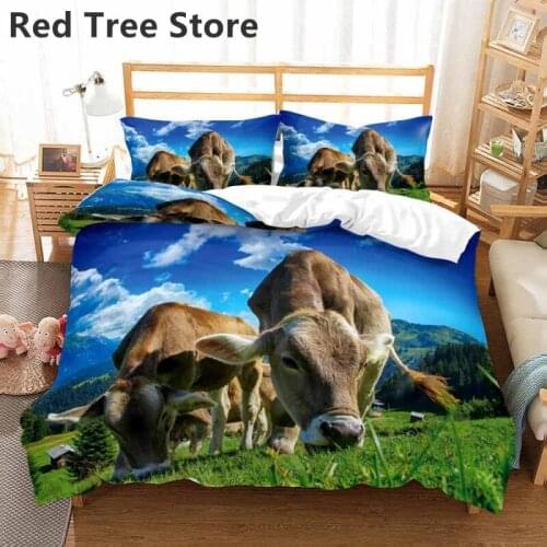 3d bedding set luxury home textiles Animal Cartoon print prairie cow Duvet Cover set pillowcase 2/3pcs adult kids Boy bedclothes