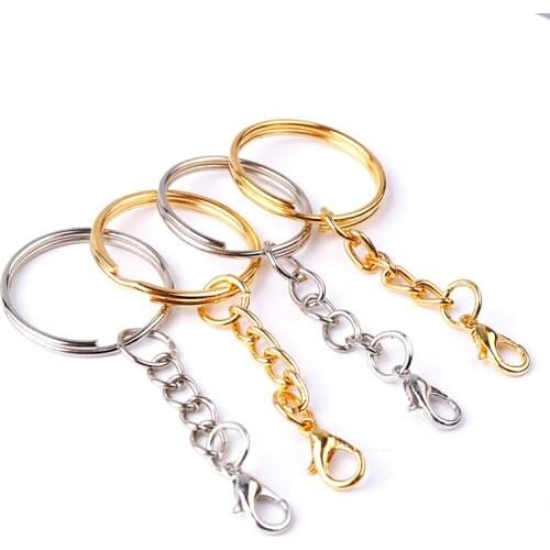 10pcs/lot 25mm Round Key Chain Key Ring keychain With With Lobster Clasps Long Round Split Keyrings Keychain For Jewelry Making