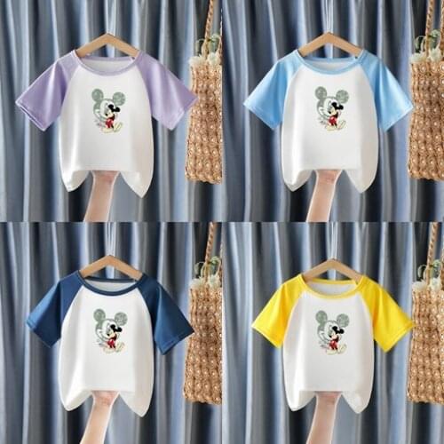 Summer New Childrens Cartoon Mickey T-shirts Fashion Boys Girls Tops Short Sleeve Tees Shirts Kids Casual Clothes