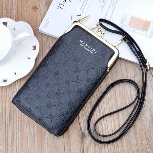 Hot Sell Mobile Phone Bags With Metal Opening Crossbody Bags Women Mini PU Leather Shoulder Bag Purse Clutch Wallet Handbag 2021
