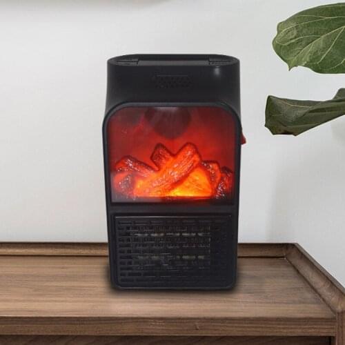 Small Portable Ceramic Space Heater Electric Heater Fan Thermostat Control Fireplace Heater with Realistic Flames 900W