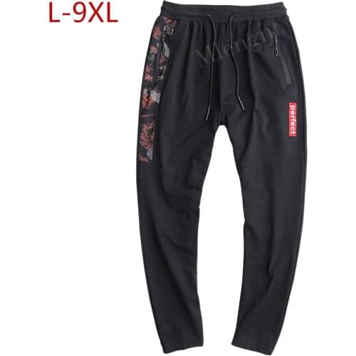 Mens Joggers Casual Pants Cotton Large Size L-9XL Sportswear Elastic Tracksuit Sweatpants Trousers Black Gyms Jogger Track Pants