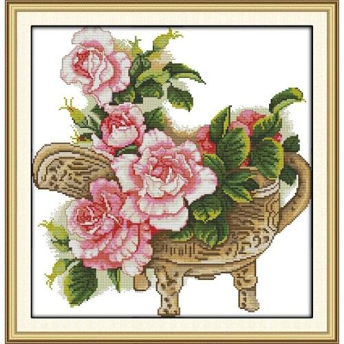 Peony Printing pattern Cross Stitch Kits Handmade Cross-stitch set Embroidery Needlework DMC Counted Home Decor Funny Gifts