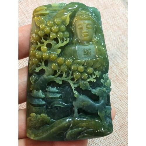 Real 7A Myanmar jade Hand-Carved jade guan yin buddha emperor green jade pendant jade necklace pendants men jewelry woman