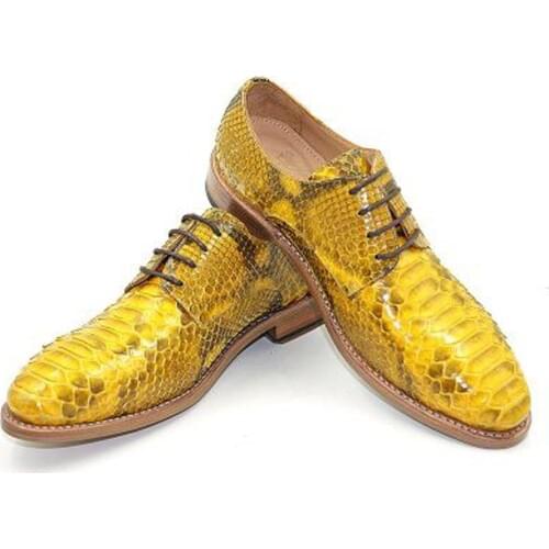 Hubu new import Golden python skin men formal shoes Pure manual fashion Men dress shoes High-grade shoes business snake