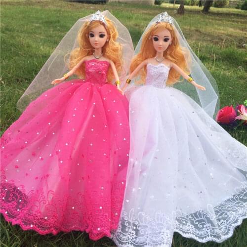 1/6 BJD Clothes for Barbie Princess Dresses Fashion Wedding Dress Dolls Accessories Party Gown Vestidoes Kid Baby Playhouse Toy
