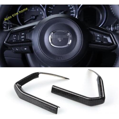 Lapetus Steering Wheel Button Strip Cover Trim Interior Refit Kit Fit For Mazda 3 2017 2018 ABS Matte / Red / Carbon Fiber Look