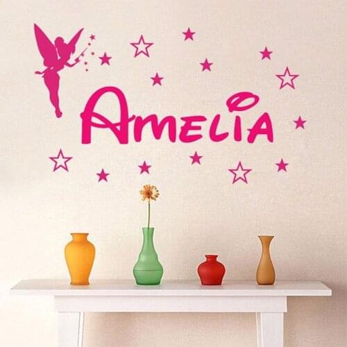 Custom Personalized Name Magic Girl Tinkerbell wall stickers lettering home decoration girl bedroom vinyl wall decals quotes