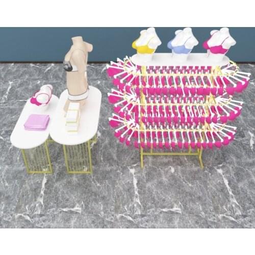 Underwear store shelf underwear display shelf floor multi-functional bra scarf oval double sided middle island shelf gold