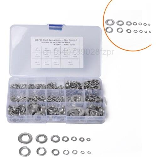 Straight 450 Only - Flat Gasket / Spring Washer M3-12m Round Stainless Steel Flat Gasket / Spring Washer