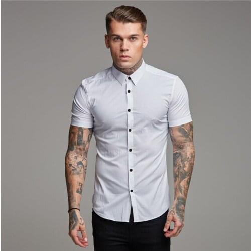 New Spring Summer Brand Mens Casual Fashion Breathable Sports Short Cool Fitness Clothing Turn-down Collar Short Sleeve Shirts