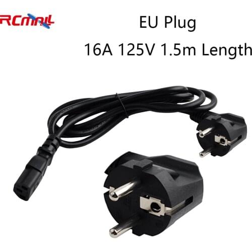 RCmall Power Cord EU Plug 16A 125V 1.5m Length