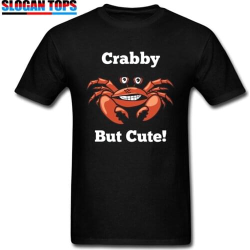 Crabby But Cute Men Tshirt Europe Personalized Mens T Shirts Fashionable Summer 100% Cotton Tops Funny Crab Print Tees Hip Hop