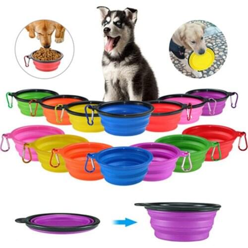 Dog Bowl Foldable Eco Firendly Silicone Pet Cat Dog Fooder Water Feeder Travel Portable Feeding Bowls Puppy Doggy Food Container