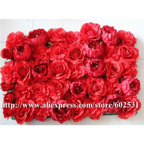 SPR Free Shipping-red 10pcs/lot good quality personized rose and peony artificial flower wall for stage background decoration