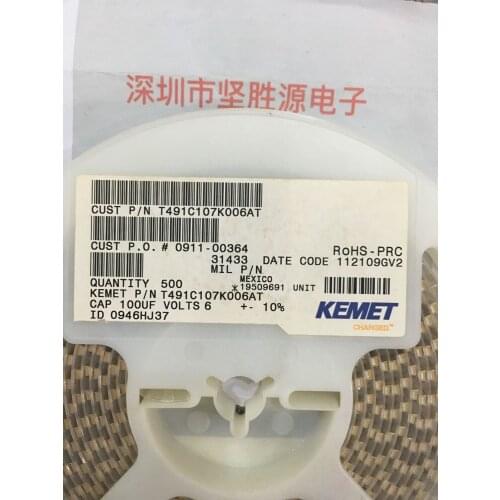 KEM Tantalum Capacitor T491B107K006AT Type B 10UF 6.3V T491C107K006AT 2312 100uF 6.3V 107 6 10% Type C 6032 SMD Tantalum