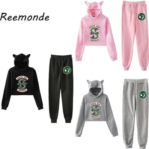 South Side Serpents Riverdale Hoodie Sweatshirts Pants Women Girls Female Harajuku Riverdale SouthSide Pullover Hooded Tops Sets