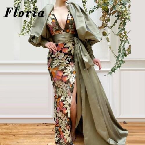 Dubai New Fashion V Neck Embroidery Evening Dresses 2020 Long Sleeves Prom Celebrity Dress Arabic Evening Wear Pageant Gowns