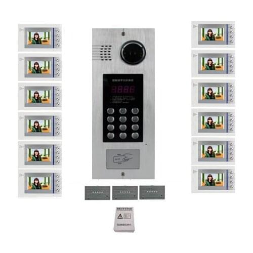 XinSiLu Building Home security Video Intercom System 4.3" LCD Video Door Phone IR Home Video Doorbell For 12-Apartments 1 Doors