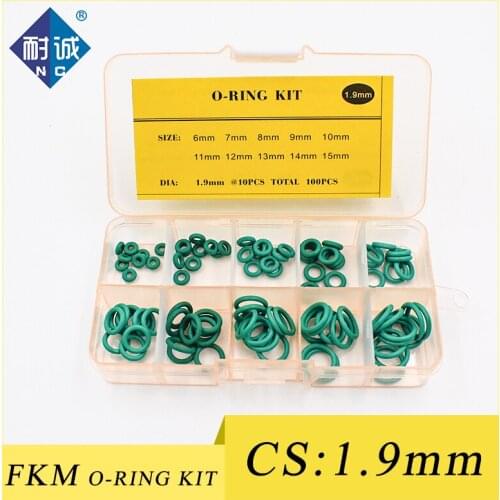 Thickness 1.9mm green rubber ring FKM O ring seal FKM seal O-ring ordering kit classification kit