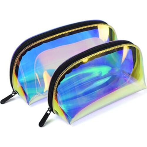 Women Transparent Laser Cosmetic Bag Travel Make Up Necessaries Organizer Zipper Toiletry Kit Makeup Case Pouch Wash Kit Box