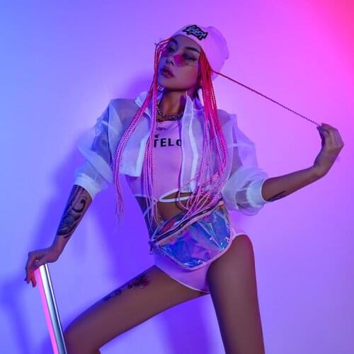 Pink Gogo Dancer Outfits Women Jazz Dancewear Pole Dancing Clothes Cheerleader Uniform DJ Nightclub Performance Costume DL7617