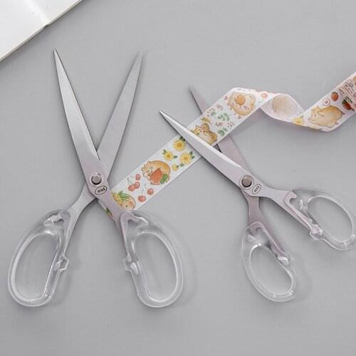 1 PC Simple Stainless Steel Scissors Transparent Plastic Art Scissors Paper Cutting Student Stationery Office DIY Craft Supplies