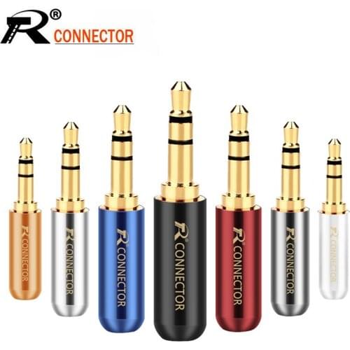 100pcs/lot 3 Poles Stereo 3.5mm Connector Copper Tube Gold Plated 3.5mm Mini Jack Stereo Male Plug Earphone Headphone Adapter