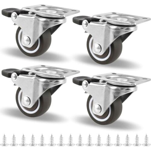 4pcs Furniture Casters Wheels Stainless Steel Castor Swivel Caster Furniture Office Rubber Roller Rotating Transport Wheels