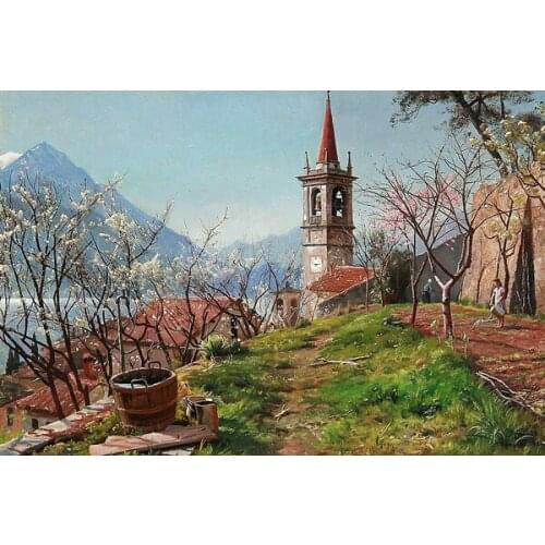 Diamond mosaic full diamond embroidery beads Lake church orchard tree diamond cross stitch crystal Square diamond sets unfinish