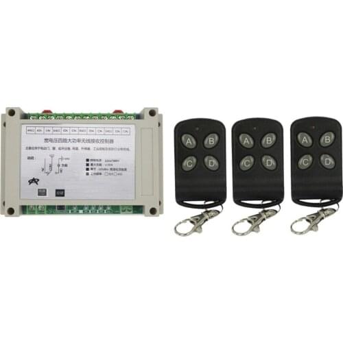 220V 380V 4CH Smart Home 30A RF Wireless Remote Control System Radio Wireless Lighting Switch For Fan LED Lamp 3*transmitter