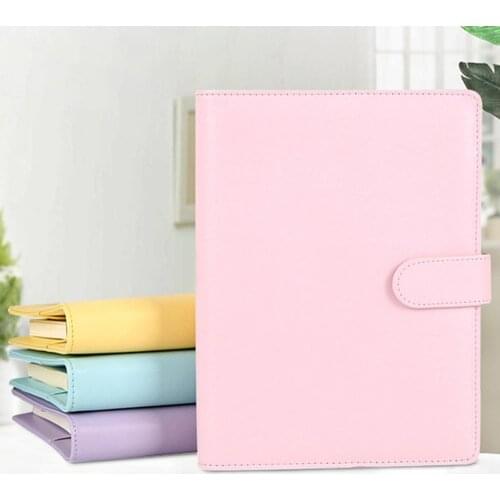 Button Snap On Notebook Journal Agenda Planner Book Diary Faux Leather Cover Business buckle notebook macarons notepad