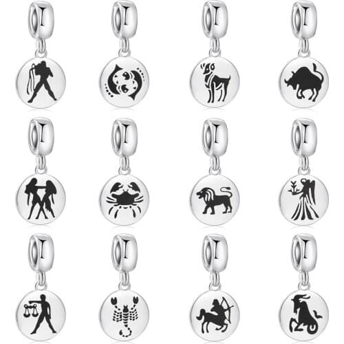 2021 Fashion 925 Sterling Silver 12 Constellation Taurus Beads Charms Fit Original European Bracelet Diy Charm Jewelry Making