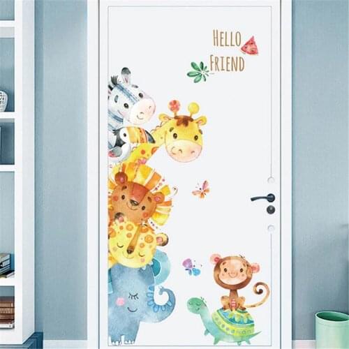 Childrens room kindergarten room decoration door sticker Cartoon Hand-painted Animal Stickers Children Room Decoration Stickers