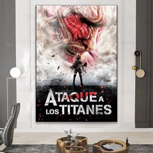 Japanese Anime Attack on Titan decoration painting poster retro style giant canvas painting wall art Decorative paintings