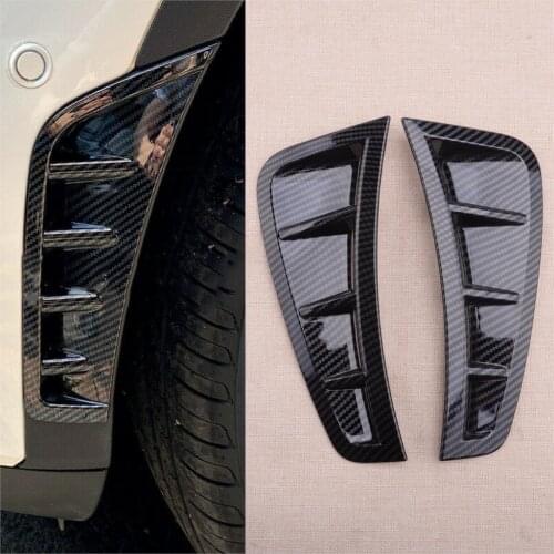 CITALL 2Pcs Car Front Bumper Side Air Outlet Cover Molding Trim Fit for Hyundai Sonata 2020 2021 Carbon Fiber Style